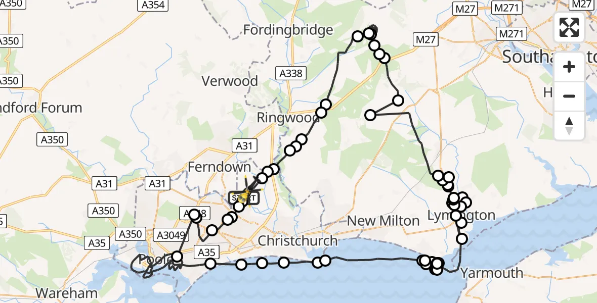 Flight route map: Police Helicopter to Bournemouth Airport, Bournemouth Airport