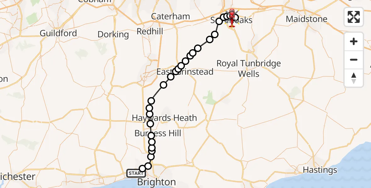 Routekaart van de vlucht: Air Ambulance Helicopter to Seal, Seal Hollow Road