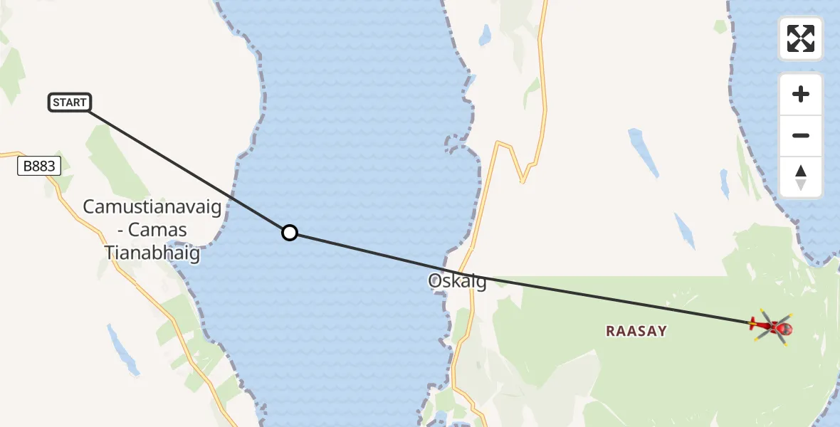 Routekaart van de vlucht: Air Ambulance Helicopter to Inner Seas, Inner Seas