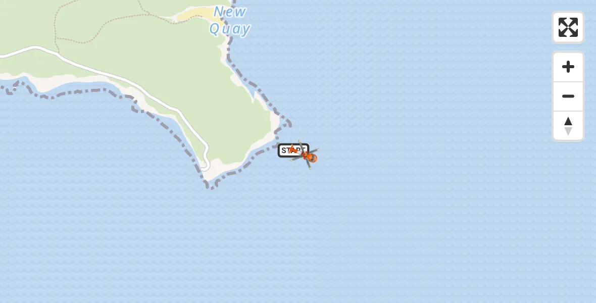 Flight route map: Coastguard Helicopter to Bosherston, High Level Path