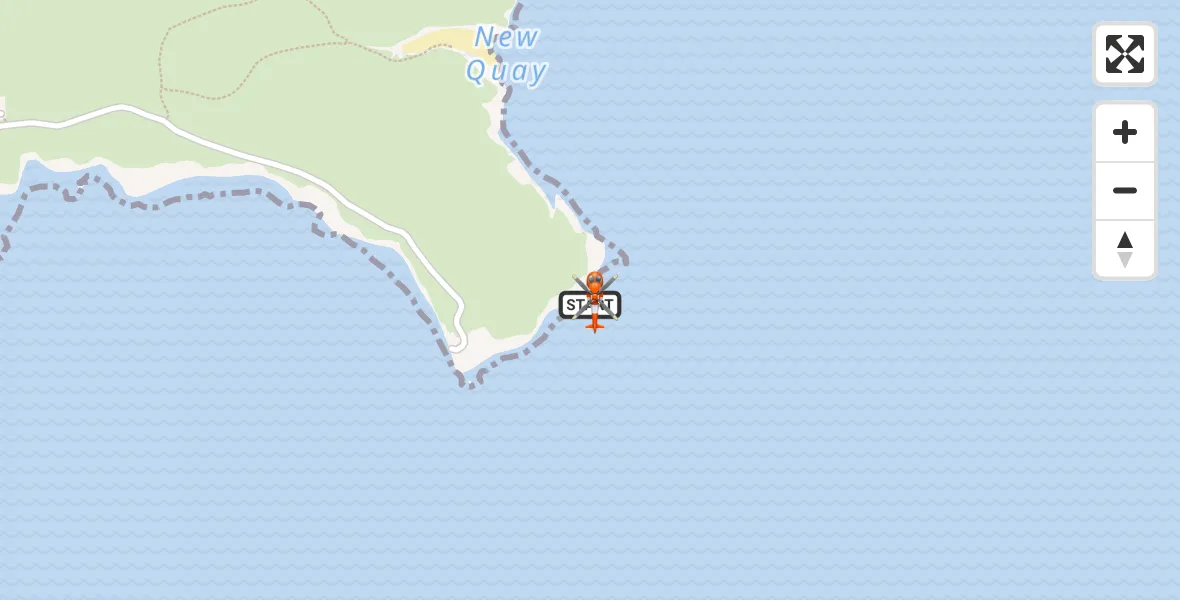 Flight route map:  to Bosherston, High Level Path