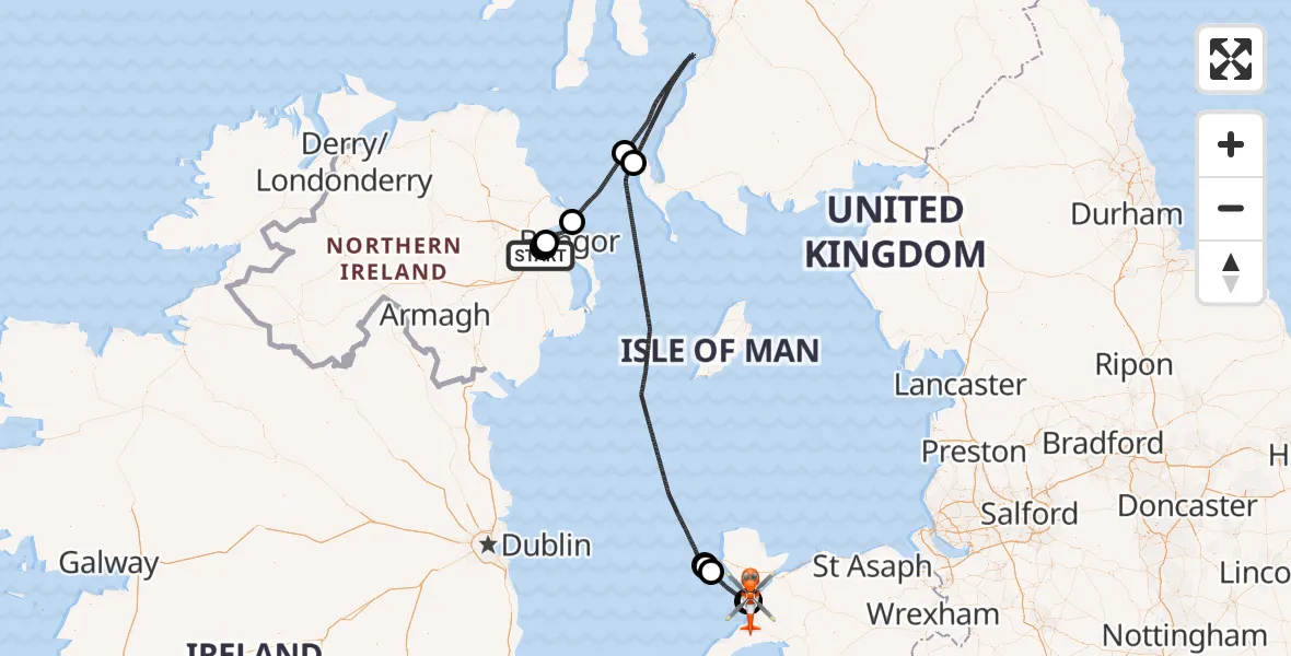 Routekaart van de vlucht: Coastguard Helicopter to Caernarfon Airport, Caernarfon Airport
