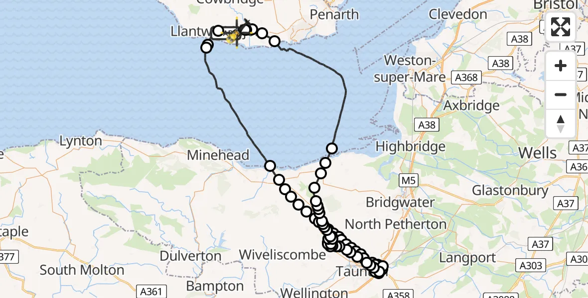 Flight route map: Police Helicopter to MOD St Athan, MOD St Athan