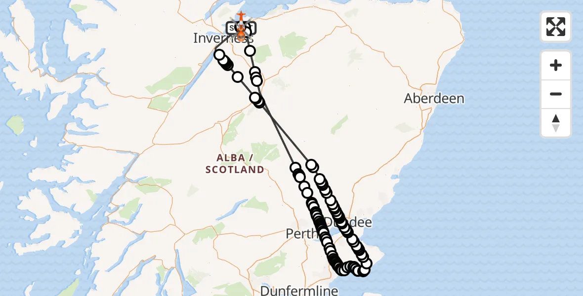Routekaart van de vlucht: Coastguard Helicopter to Inverness Airport, Inverness Airport