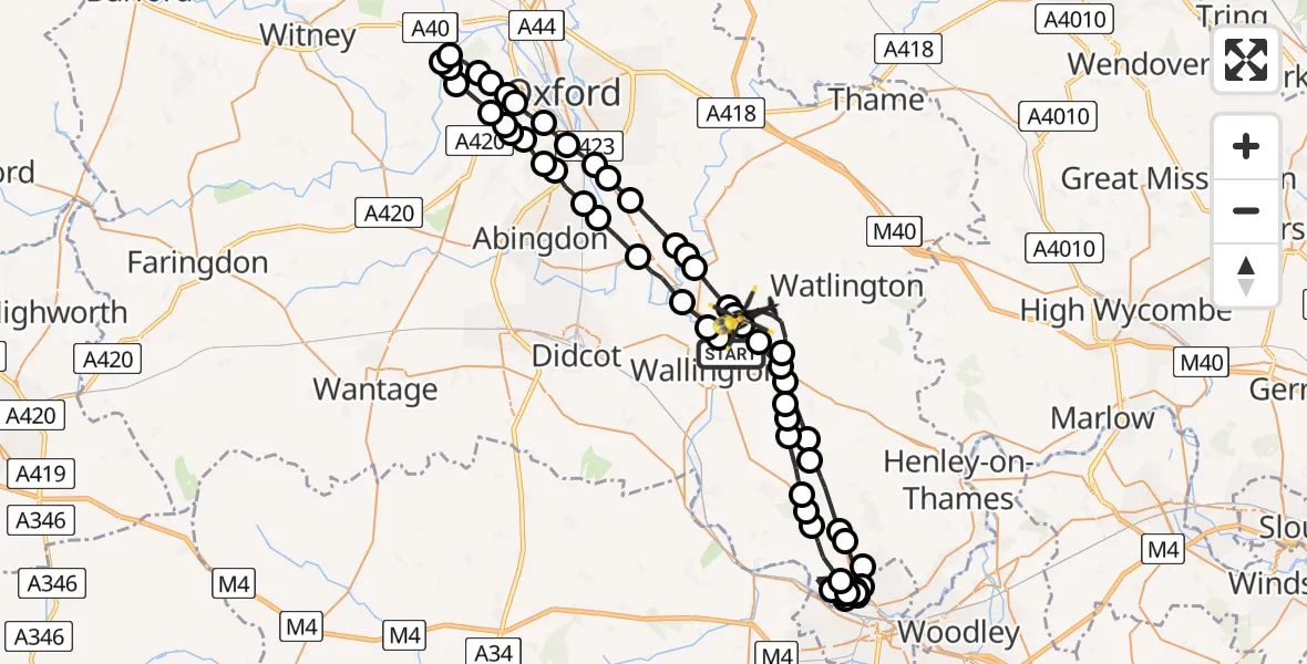 Routekaart van de vlucht: Police Helicopter to Benson, The Sands