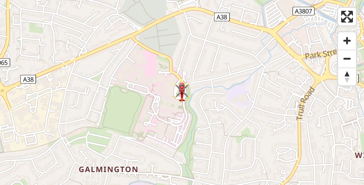 Flight route map: Air Ambulance Helicopter to Musgrove Hospital, Musgrove Hospital