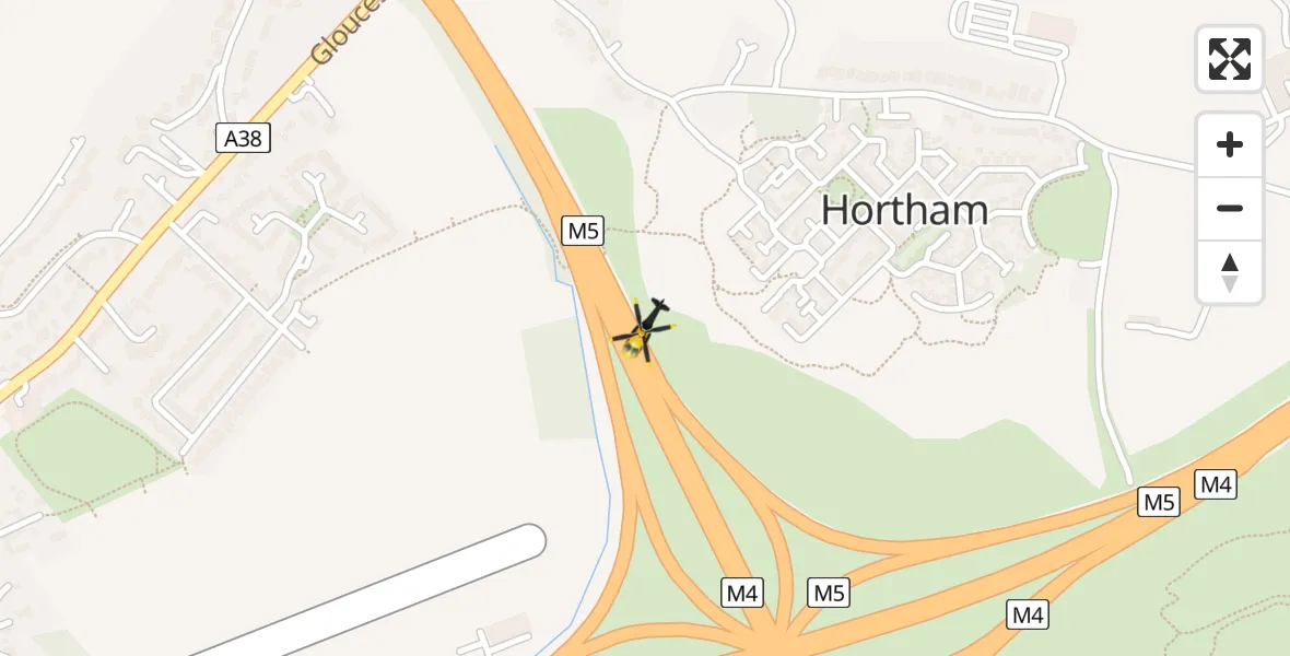 Routekaart van de vlucht: Police Helicopter to Hortham