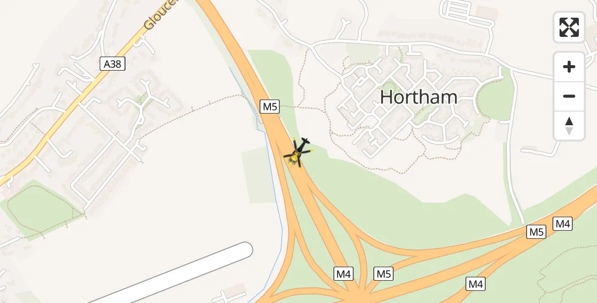 Routekaart van de vlucht: Police Helicopter to Hortham