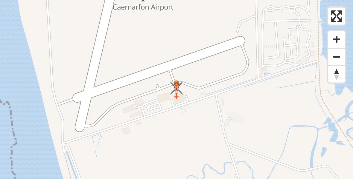 Flight route map: Coastguard Helicopter to Caernarfon Airport