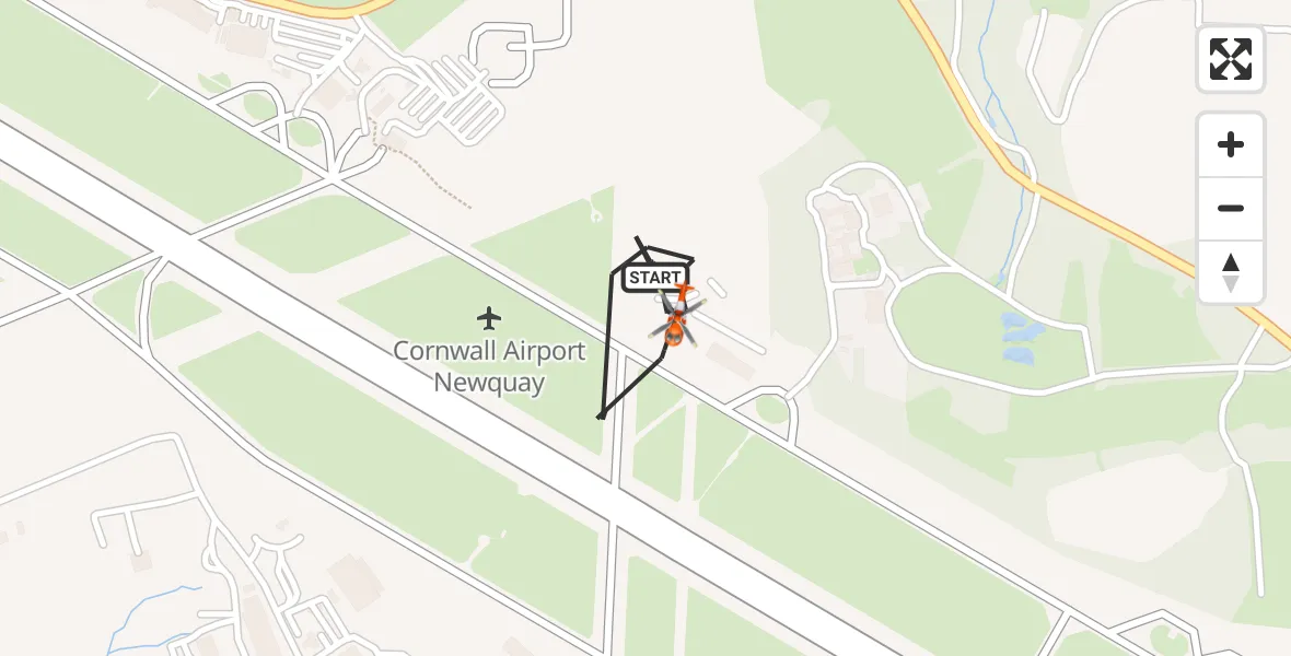 Flight route map: Coastguard Helicopter to Cornwall Airport Newquay, Cornwall Airport Newquay
