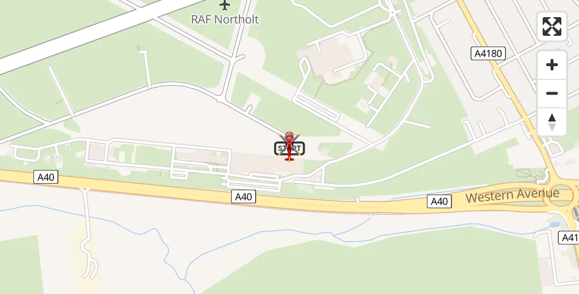 Flight route map: Air Ambulance Helicopter to RAF Northolt, RAF Northolt
