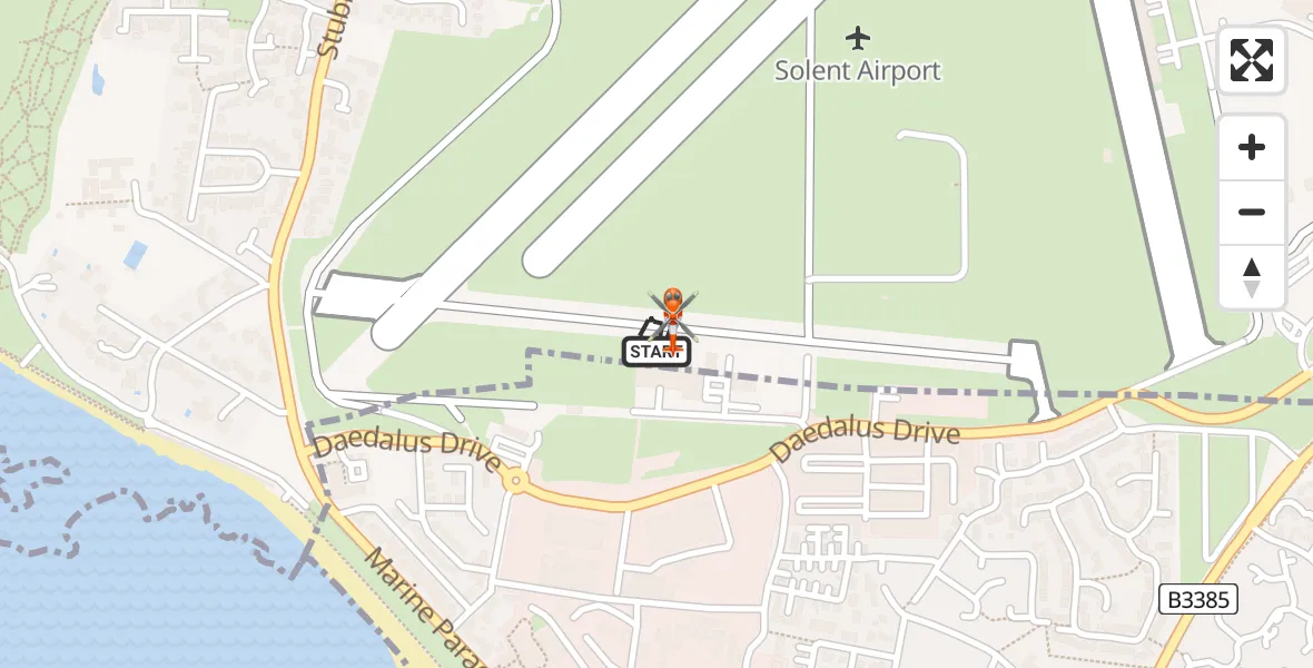 Flight route map: Coastguard Helicopter to Solent Airport, Solent Airport