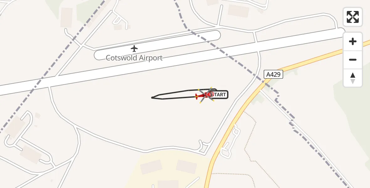 Flight route map: Air Ambulance Helicopter to Cotswold Airport, Cotswold Airport