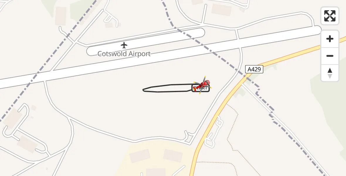 Flight route map: Air Ambulance Helicopter to Cotswold Airport, Cotswold Airport