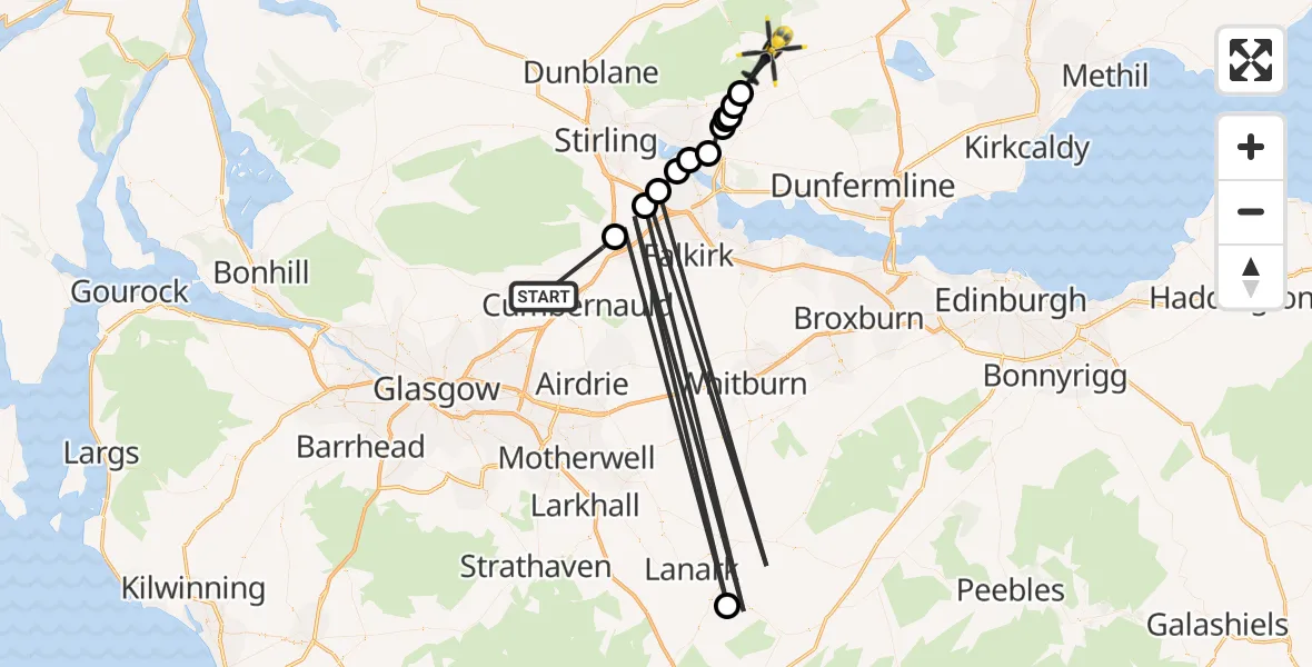 Routekaart van de vlucht: Police Helicopter to Glendevon, Glendevon