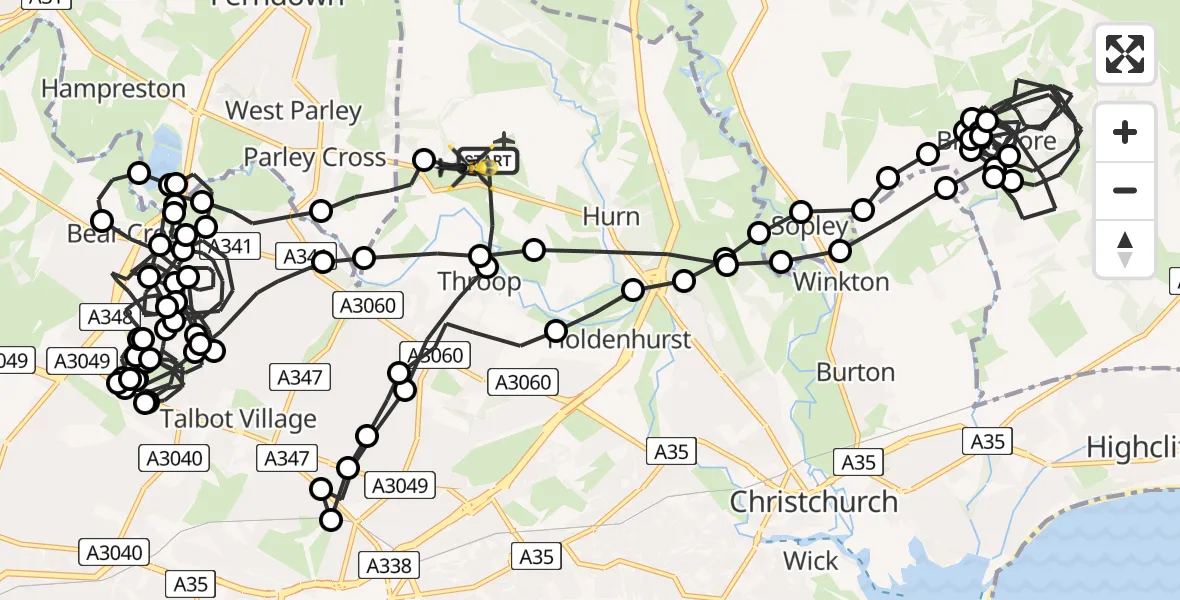 Routekaart van de vlucht: Police Helicopter to Bournemouth Airport, Bournemouth Airport