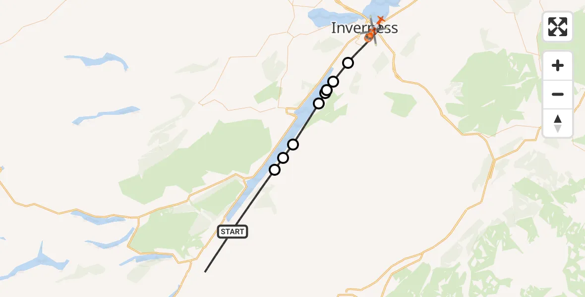 Routekaart van de vlucht: Coastguard Helicopter to Inverness, Raigmore Gardens