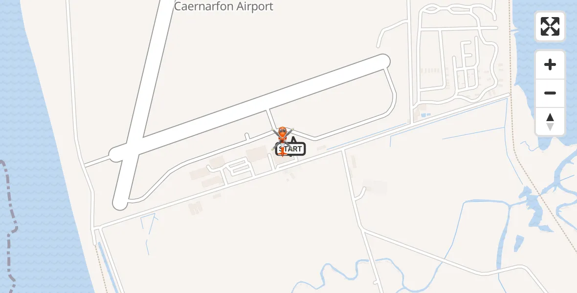 Flight route map: Coastguard Helicopter to Caernarfon Airport, Caernarfon Airport