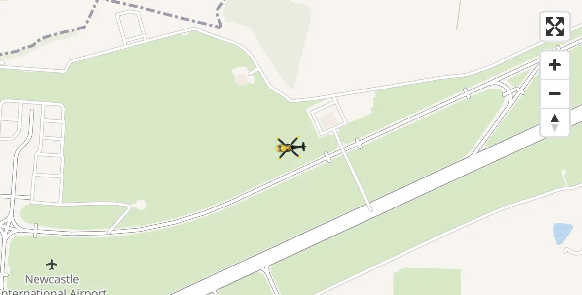 Flight route map: Police Helicopter to Newcastle International Airport, Newcastle International Airport