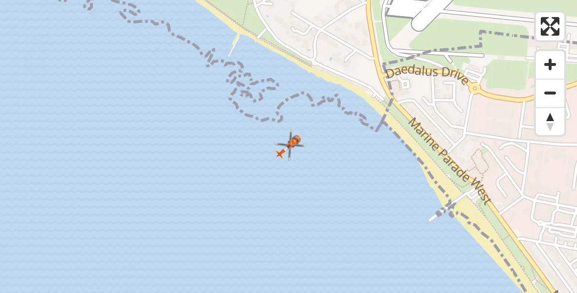 Flight route map: Coastguard Helicopter to Stubbington, Salterns Road