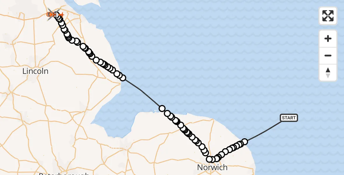 Routekaart van de vlucht: Coastguard Helicopter to Great Limber CP, Great Limber CP