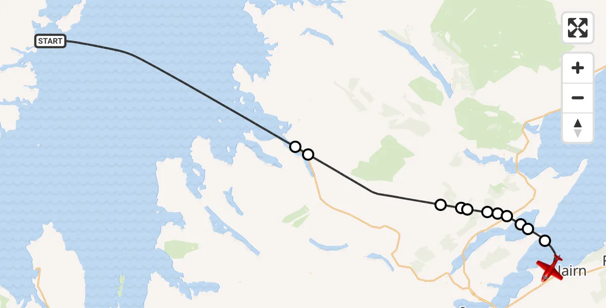 Routekaart van de vlucht: Air Ambulance Aircraft to Delnies, Delnies