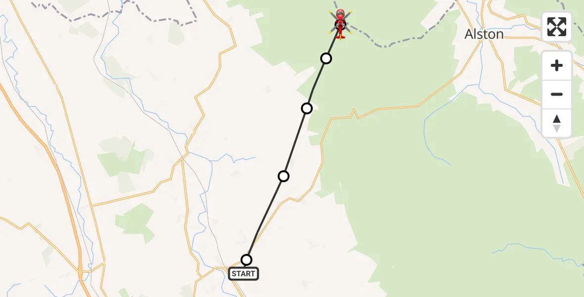 Routekaart van de vlucht: Air Ambulance Helicopter to Ainstable, Ainstable