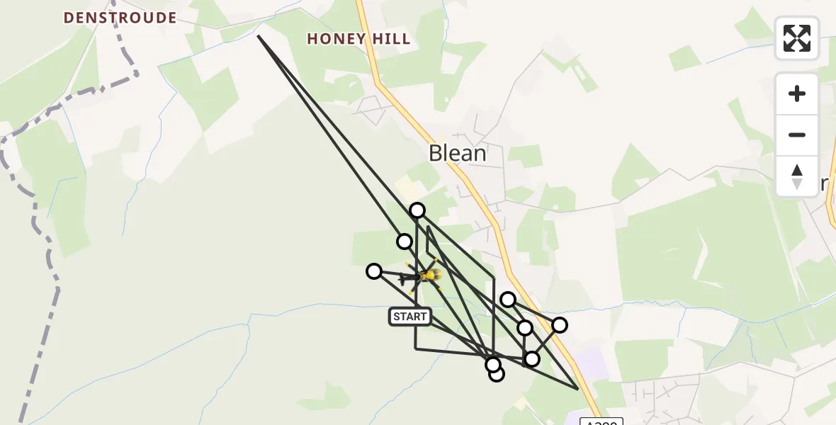 Routekaart van de vlucht: Police Helicopter to Blean, Mount Pleasant