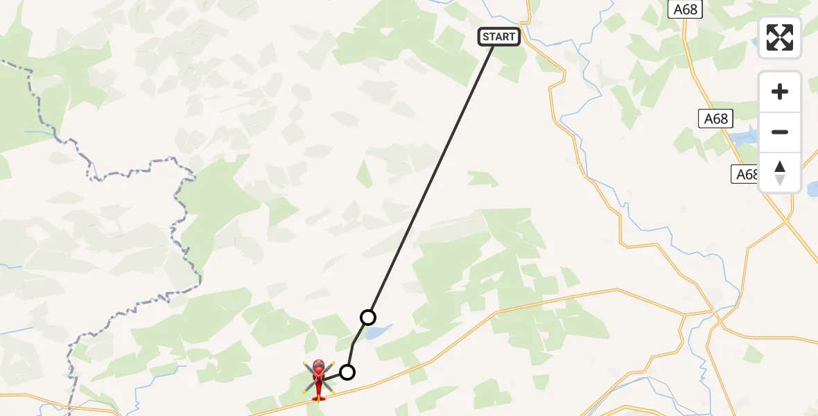 Routekaart van de vlucht: Air Ambulance Helicopter to Henshaw, Roman Military Way