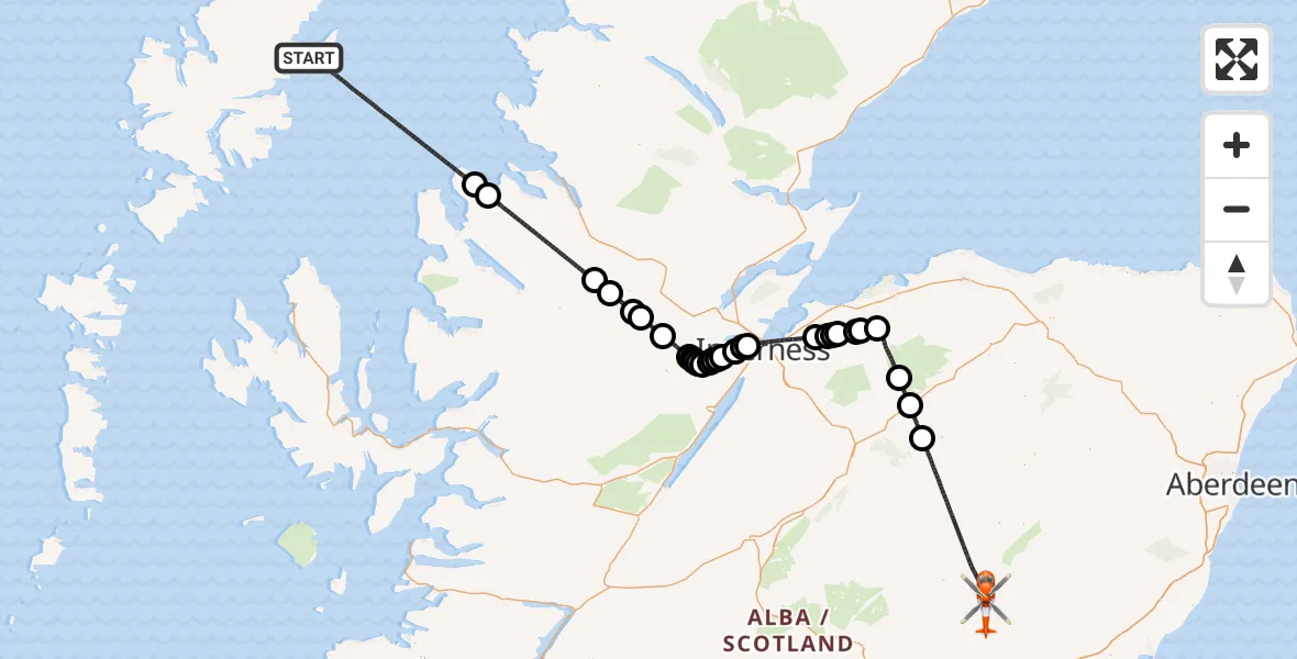Routekaart van de vlucht: Coastguard Helicopter to Grantown-on-Spey, Inner Seas