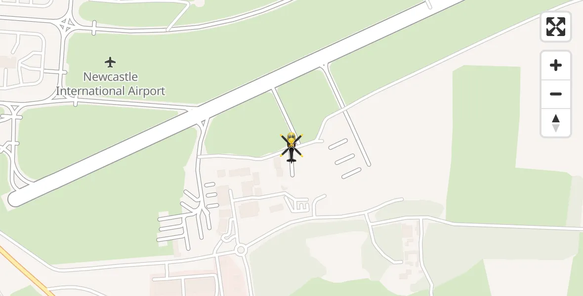 Flight route map: Police Helicopter to Newcastle International Airport, Newcastle International Airport