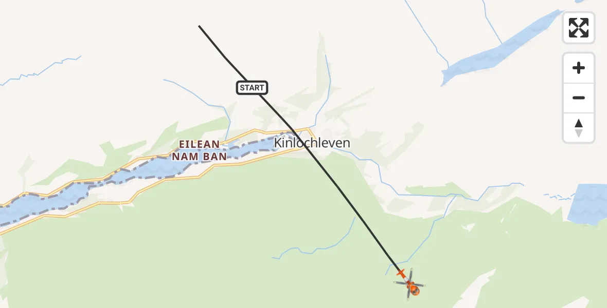 Routekaart van de vlucht: Coastguard Helicopter to Kinlochleven