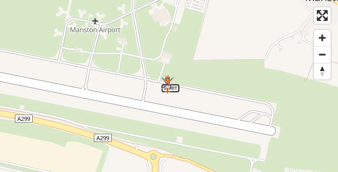 Flight route map: Coastguard Helicopter to Manston Airport, Manston Airport