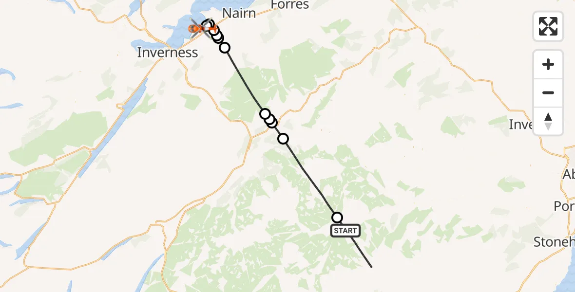 Routekaart van de vlucht: Coastguard Helicopter to Inverness Airport, Inverness Airport
