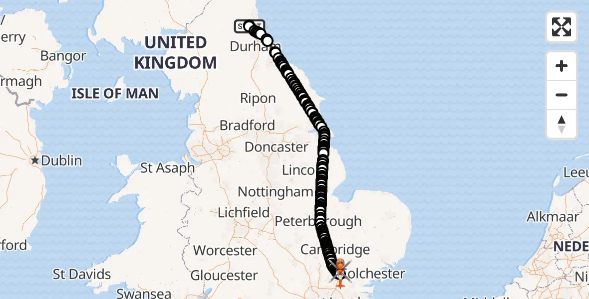 Routekaart van de vlucht: Coastguard Helicopter to London Stansted Airport, London Stansted Airport