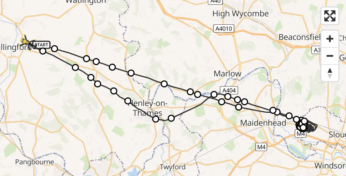 Flight route map: Police Helicopter to Crowmarsh Gifford, Clack's Lane