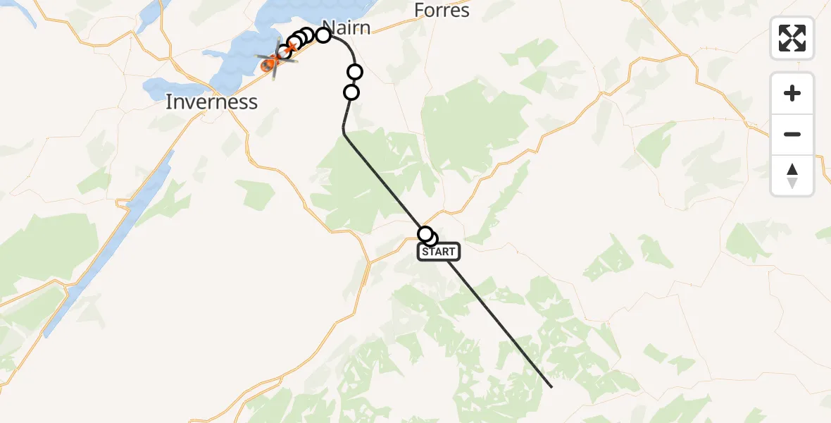 Routekaart van de vlucht: Coastguard Helicopter to Inverness Airport, Inverness Airport