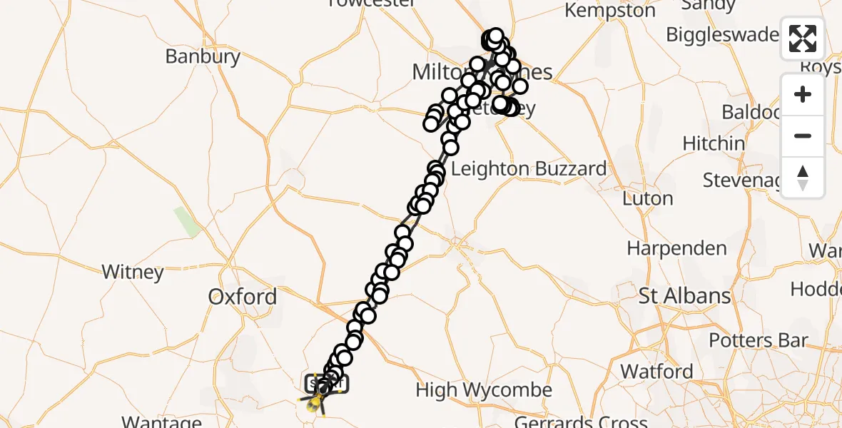 Routekaart van de vlucht: Police Helicopter to Benson, The Sands