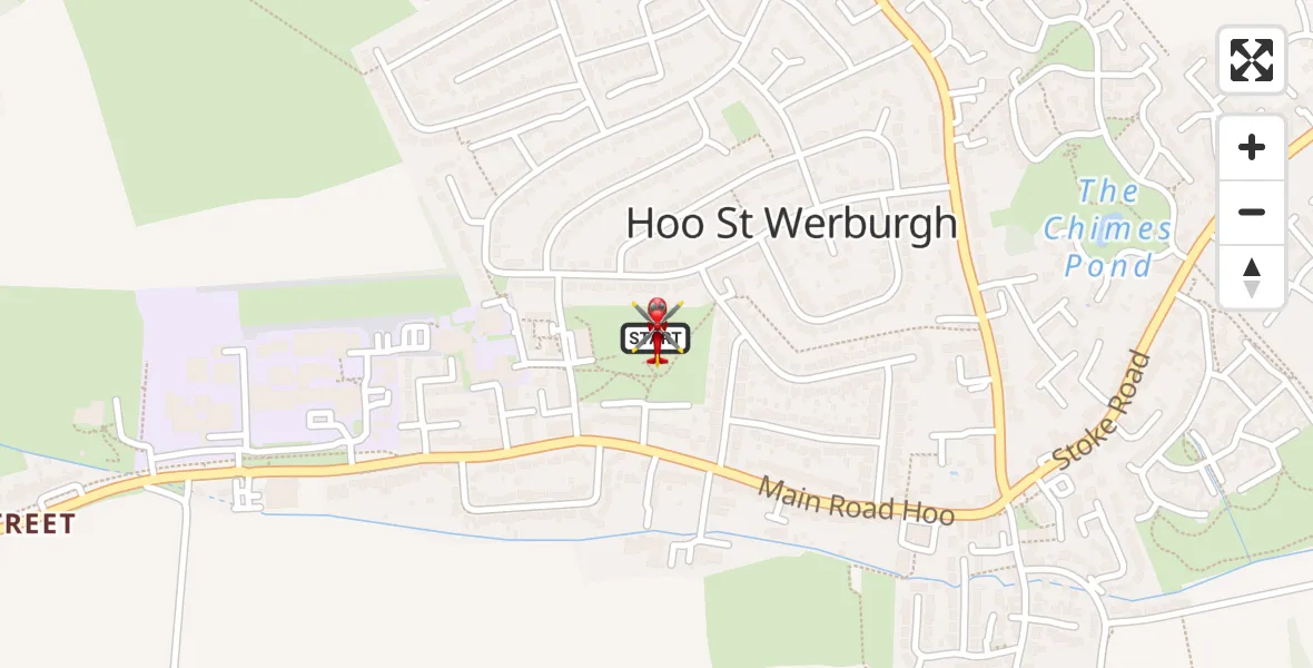 Flight route map: Air Ambulance Helicopter to Hoo St. Werburgh, Pottery Road