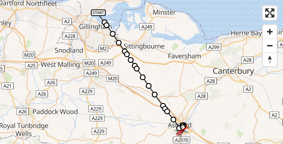 Routekaart van de vlucht: Air Ambulance Helicopter to South Willesborough, Maunsell Place