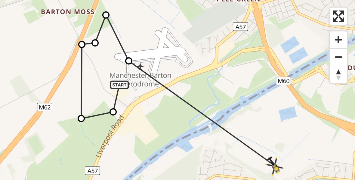 Flight route map: Police Helicopter to Urmston, Prestwood Close