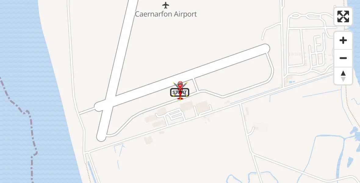 Flight route map: Air Ambulance Helicopter to Caernarfon Airport, Caernarfon Airport