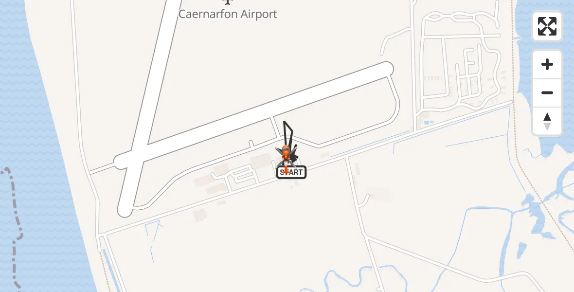 Flight route map: Coastguard Helicopter to Caernarfon Airport, Caernarfon Airport