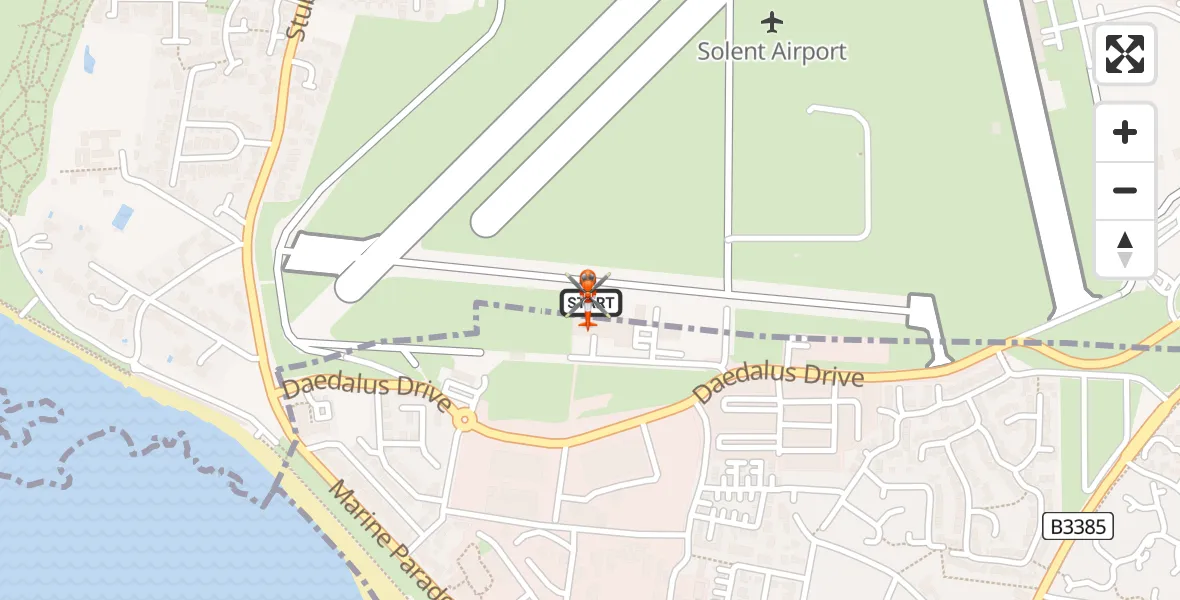 Flight route map: Coastguard Helicopter to Solent Airport, Solent Airport