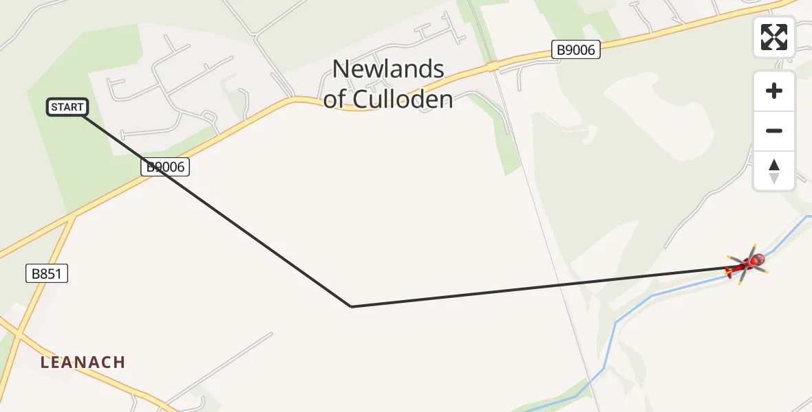 Routekaart van de vlucht: Air Ambulance Helicopter to Newlands of Culloden, Newlands of Culloden