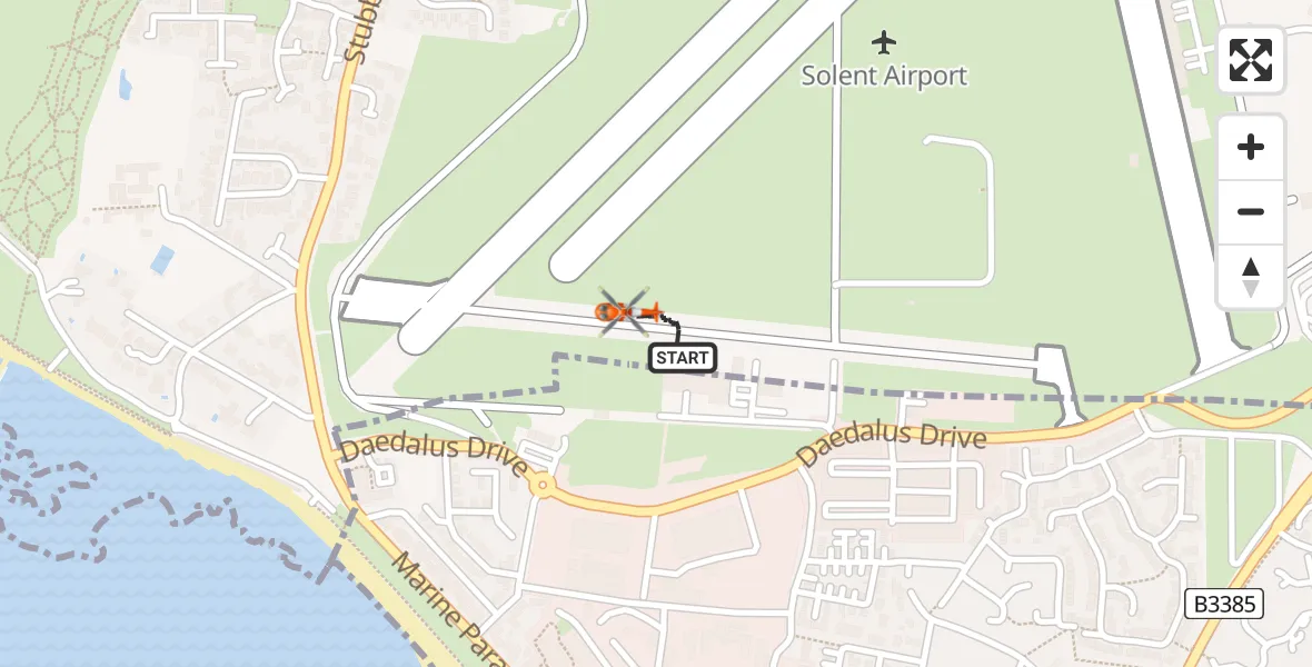 Flight route map: Coastguard Helicopter to Solent Airport, Solent Airport