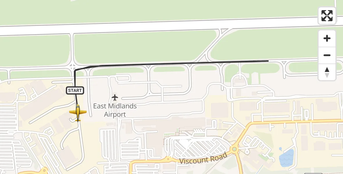 Flight route map: Police Aircraft to East Midlands Airport, East Midlands Airport