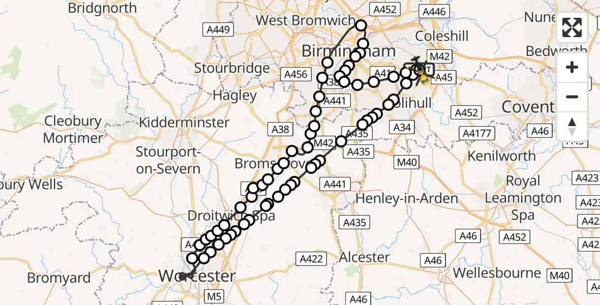 Routekaart van de vlucht: Police Helicopter to Birmingham Airport