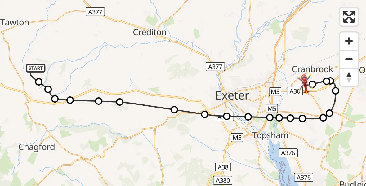Routekaart van de vlucht: Air Ambulance Helicopter to Exeter International Airport, Exeter International Airport