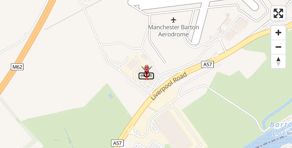 Flight route map: Air Ambulance Helicopter to Irlam, Trident Road